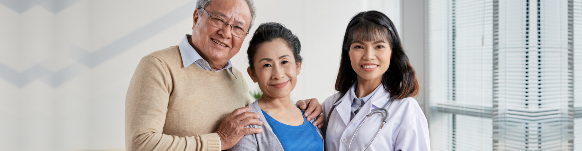 senior couple with skilled healthcare staff